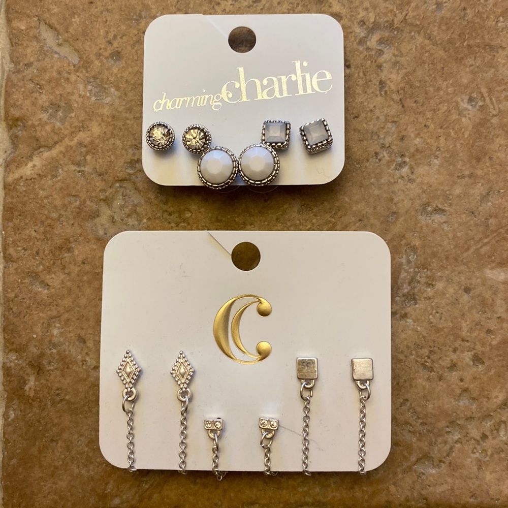 NWT Charming Charlie Silver Toned Earring Sets